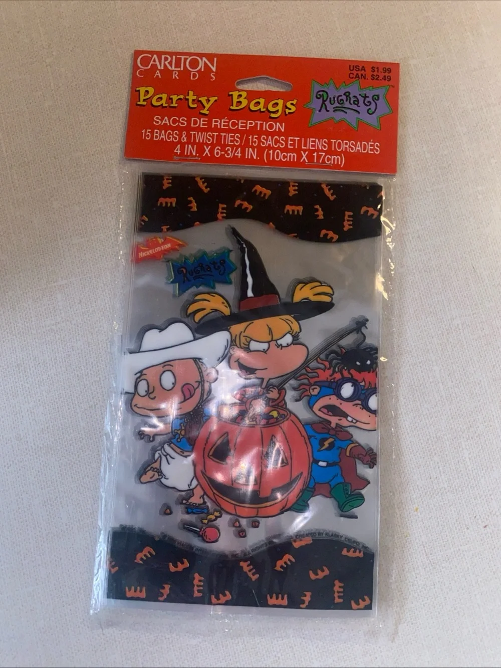 Nickelodeon Nicktoons Rugrats Vintage 1998 Carlton Cards Halloween Party Bags